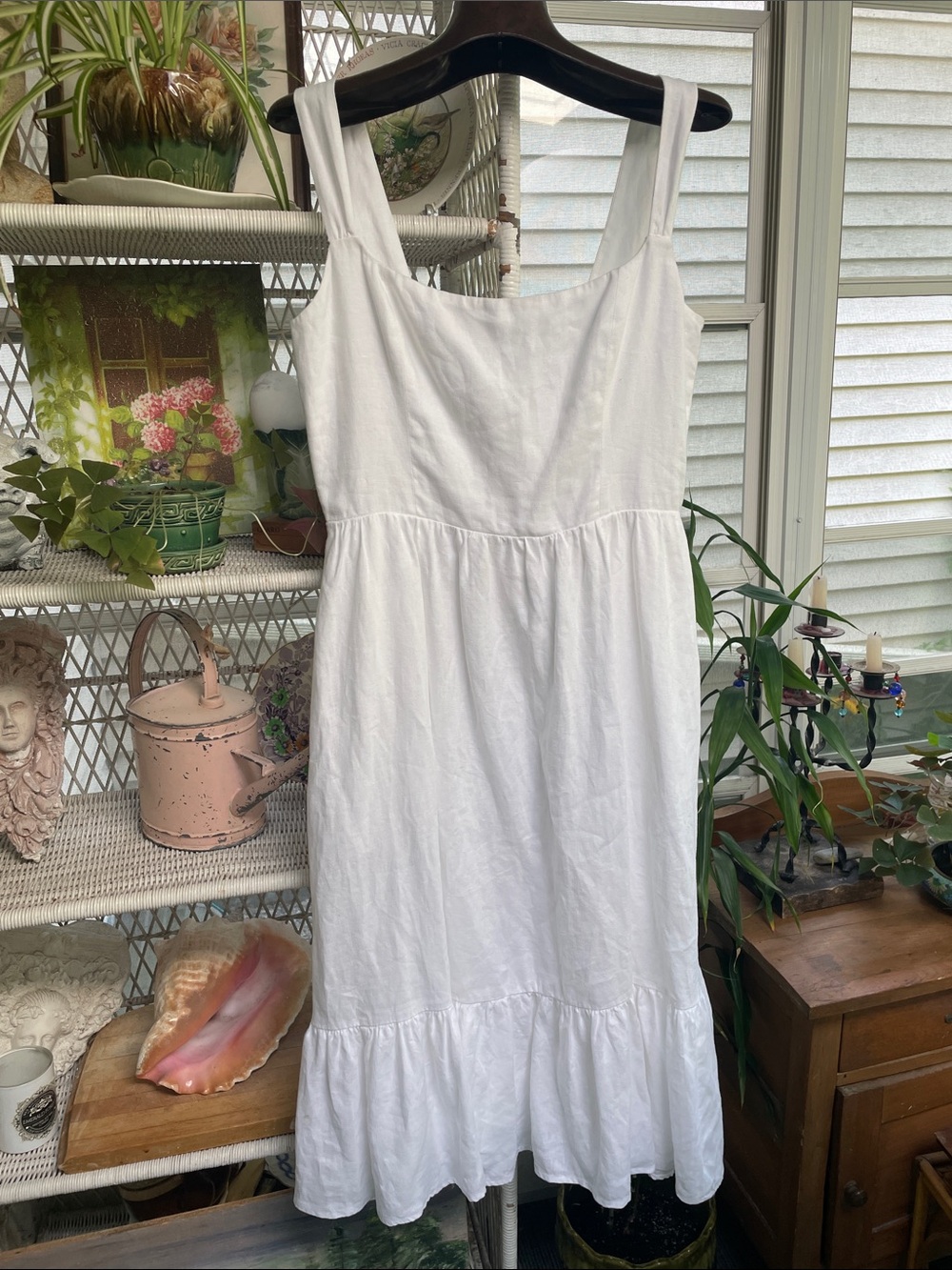 WHITE LINEN REFORMATION DRESS BUCATINI SZ 10 - Picture 2 of 9